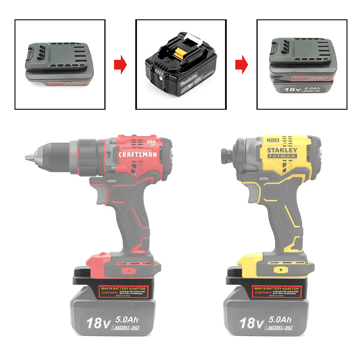Power Tools Stanley - محول بطارية محول لماكيتا 18 فولت