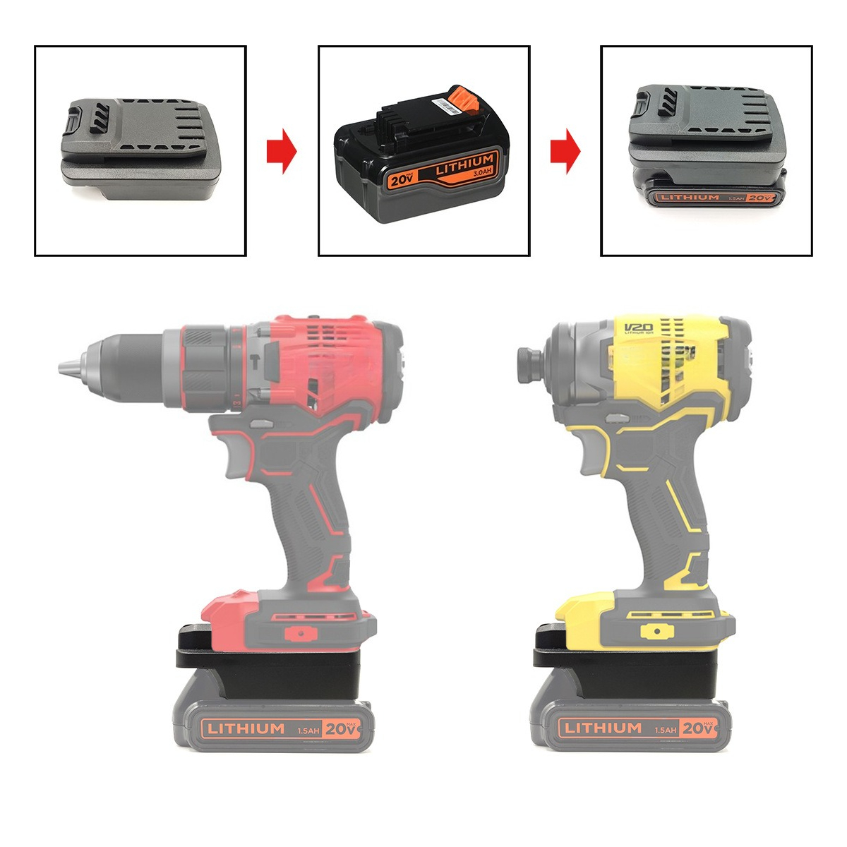 Power Tools Stanley - محول أدوات كهربائية متوافق مع DEWALT